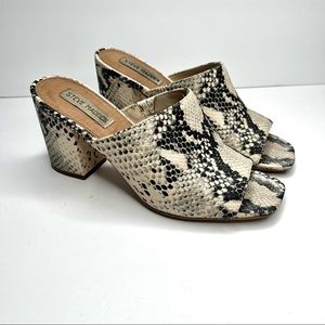 Steve Madden snake print open toe mules